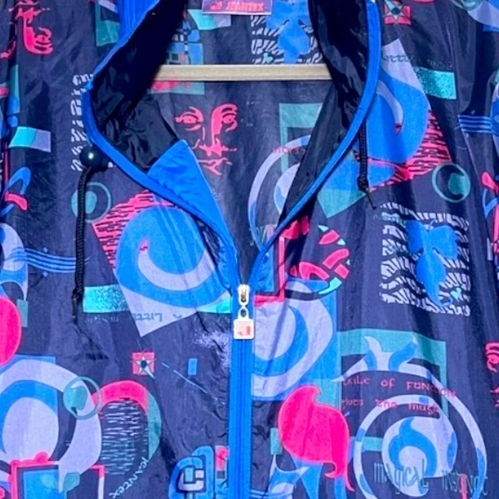 J. Jeantex Vintage 90s Exile of Function Y2K Packable Windbreaker Jacket XL XXL
